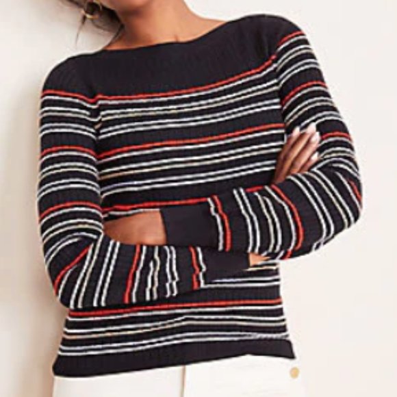 NWT Ottoman Stripe Boatneck Sweater - Picture 1 of 3